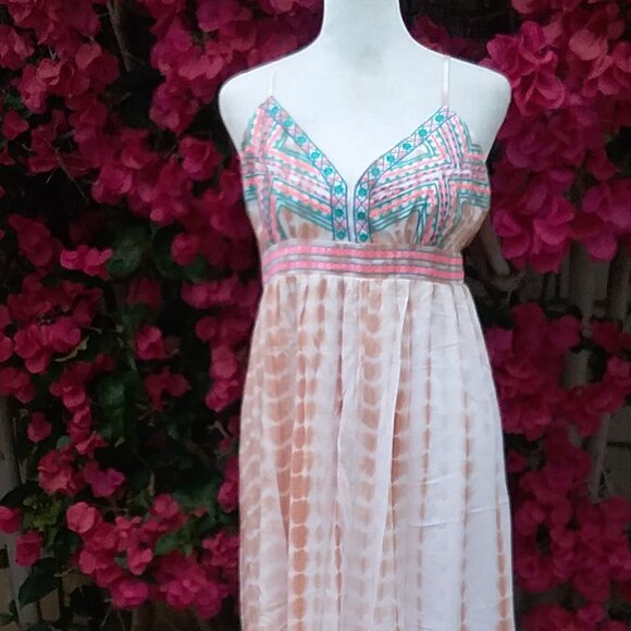 Anthropolgie Flying Tomato Dress Maxi Embroidered Tie-Dye Boho Large - Picture 5 of 8